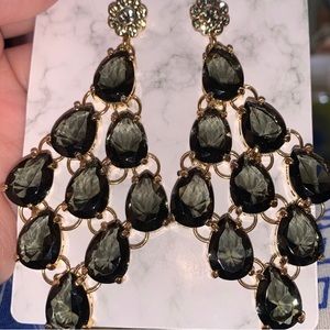 smoky quartz chandelier hanging stud backed earrings